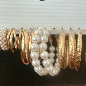 Elegant Gold and Pearl Hoop Earring Set